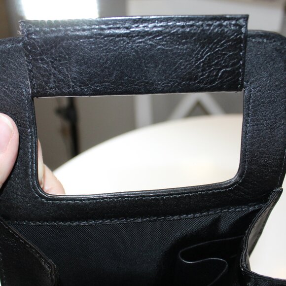 Wine Tote COLE HAAN Fine Black Leather 2X bottles magnetic close double handles - Picture 11 of 12